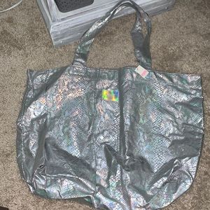 Large Victoria secret holographic snake skin tote